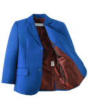 Conjunto de traje formal de 3 piezas azul real para niños, blazer, chaleco y pantalón, ly1760