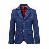 Blue Plaid Boys Formal Blazer, Affordable School Jacket