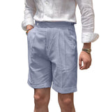 Seersucker Striped Expandable Waist Men's Summer Shorts