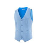 ly1328 Conjunto de traje ajustado de 3 piezas a cuadros azul claro para hombre