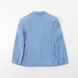 ly1328 Conjunto de traje ajustado de 3 piezas a cuadros azul claro para hombre