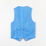 ly1328 Conjunto de traje ajustado de 3 piezas a cuadros azul claro para hombre