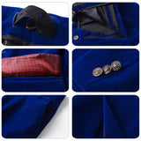 ly1293 Royal Blue Velvet 3 Piece Boy's Formal Boys Suits With Jacket Vest Pants