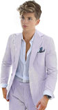 ly1119 Traje de seersucker para niños, esmoquin de 2 piezas para niños, blazer a rayas, pantalones
