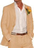 Casual Beach Wedding 2 Piece Linen Men Suits
