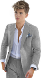 ly1119 Traje de seersucker para niños, esmoquin de 2 piezas para niños, blazer a rayas, pantalones