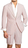 Conjunto de traje y pantalones cortos de seersucker ligeros de verano para hombre, informal, ly1133