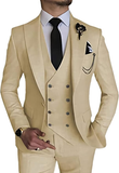 Stylish Peak Lapel Double Breasted One Button 3 Piece Men's Suit