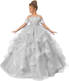 Tulle Flower Girl Dresses for Wedding Lace Applique Princess