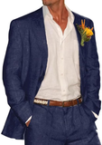 Casual Beach Wedding 2 Piece Linen Men Suits