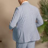 Conjunto de traje y pantalones cortos de seersucker ligeros de verano para hombre, informal, ly1133