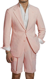Conjunto de traje y pantalones cortos de seersucker ligeros de verano para hombre, informal, ly1133