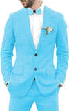 ly1128 Traje de lino de 2 piezas para hombre, chaqueta y pantalón ajustados de verano