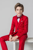 ly1685 Red Kid Boys Formal Classic Suits Set 5 Piece Boys Suits