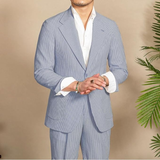 Conjunto de traje y pantalones cortos de seersucker ligeros de verano para hombre, informal, ly1133