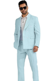 Seersucker Striped Double Breasted Blazer Pants 2 Piece Men's Summer Suit