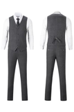 Retro Slim Fit Herringbone Tuxedos Herringbone 3 Piece Men's Suits(upgrade version)