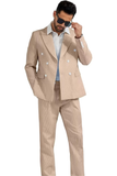 Seersucker Striped Double Breasted Blazer Pants 2 Piece Men's Summer Suit