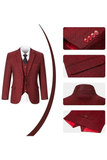 Retro Slim Fit Herringbone Tuxedos Herringbone 3 Piece Men's Suits(upgrade version)