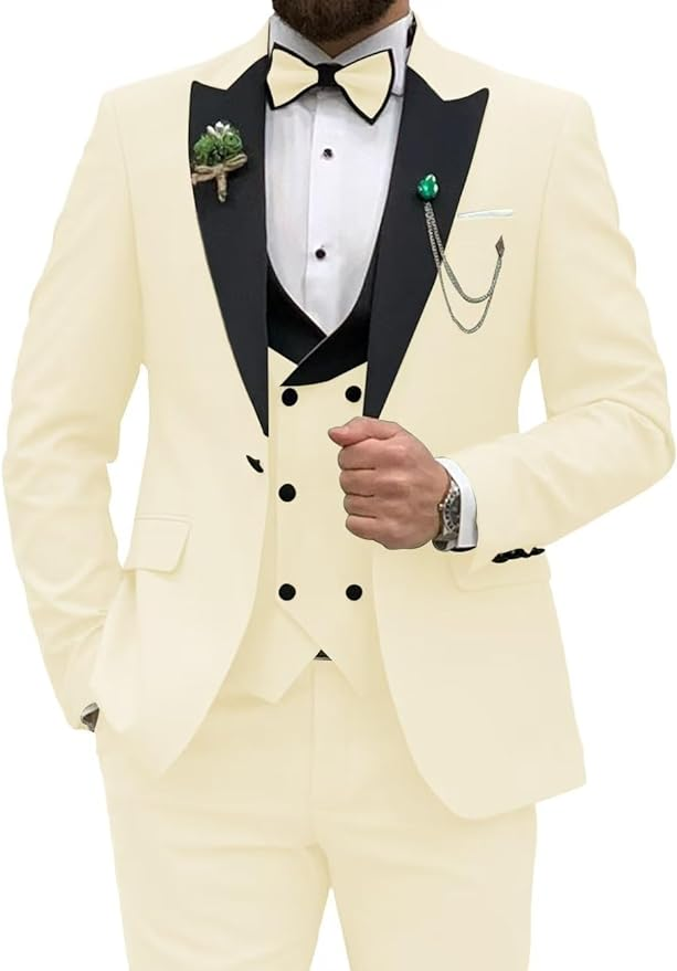 ly1166 Double Breasted Slim Fit 3 Piece Men's Suit