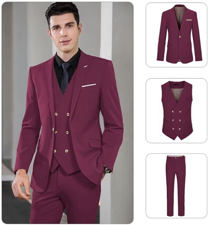 ly1170 Double Breasted Suit One Button 3 Piece Men's Suit