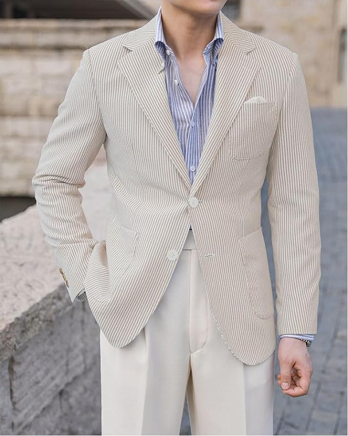 ly1132 Light Summer Seersucker Leisure Men Jacket