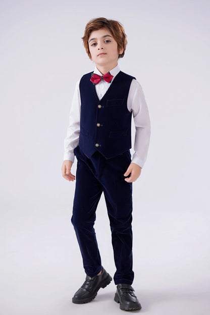 ly1597 Navy Velvet 5 Piece Boy's Formal Boys Suits