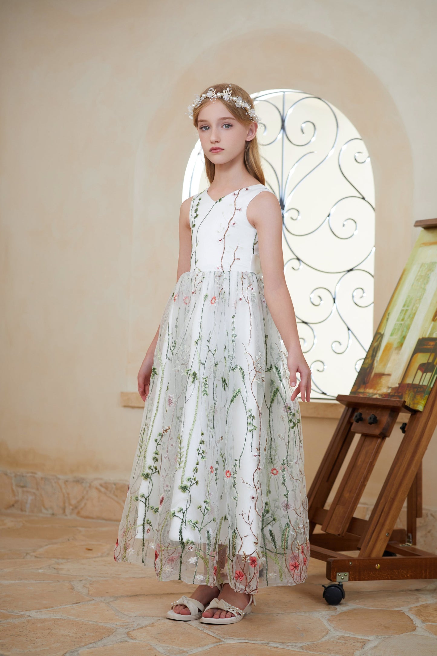 ly3145 Floral Puffle Junior Bridesmaid Dress Flower Girl Gown Dress For Wedding