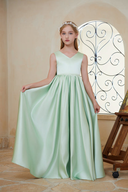 ly3142 Satin Junior Bridesmaid Dress Flower Girl Gown Dress For Wedding