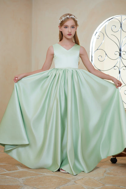 ly3142 Satin Junior Bridesmaid Dress Flower Girl Gown Dress For Wedding