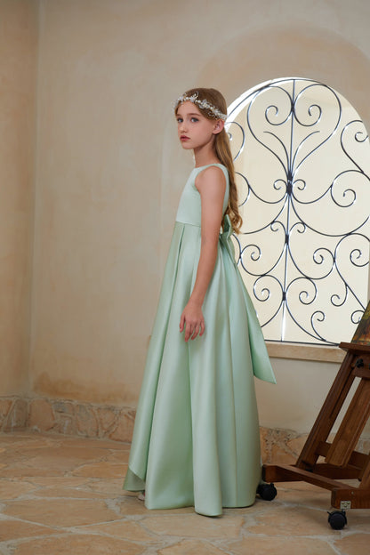 ly3152 Satin Junior Bridesmaid Dress Flower Girl Gown Dress For Wedding