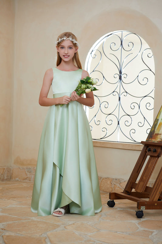 ly3152 Satin Junior Bridesmaid Dress Flower Girl Gown Dress For Wedding