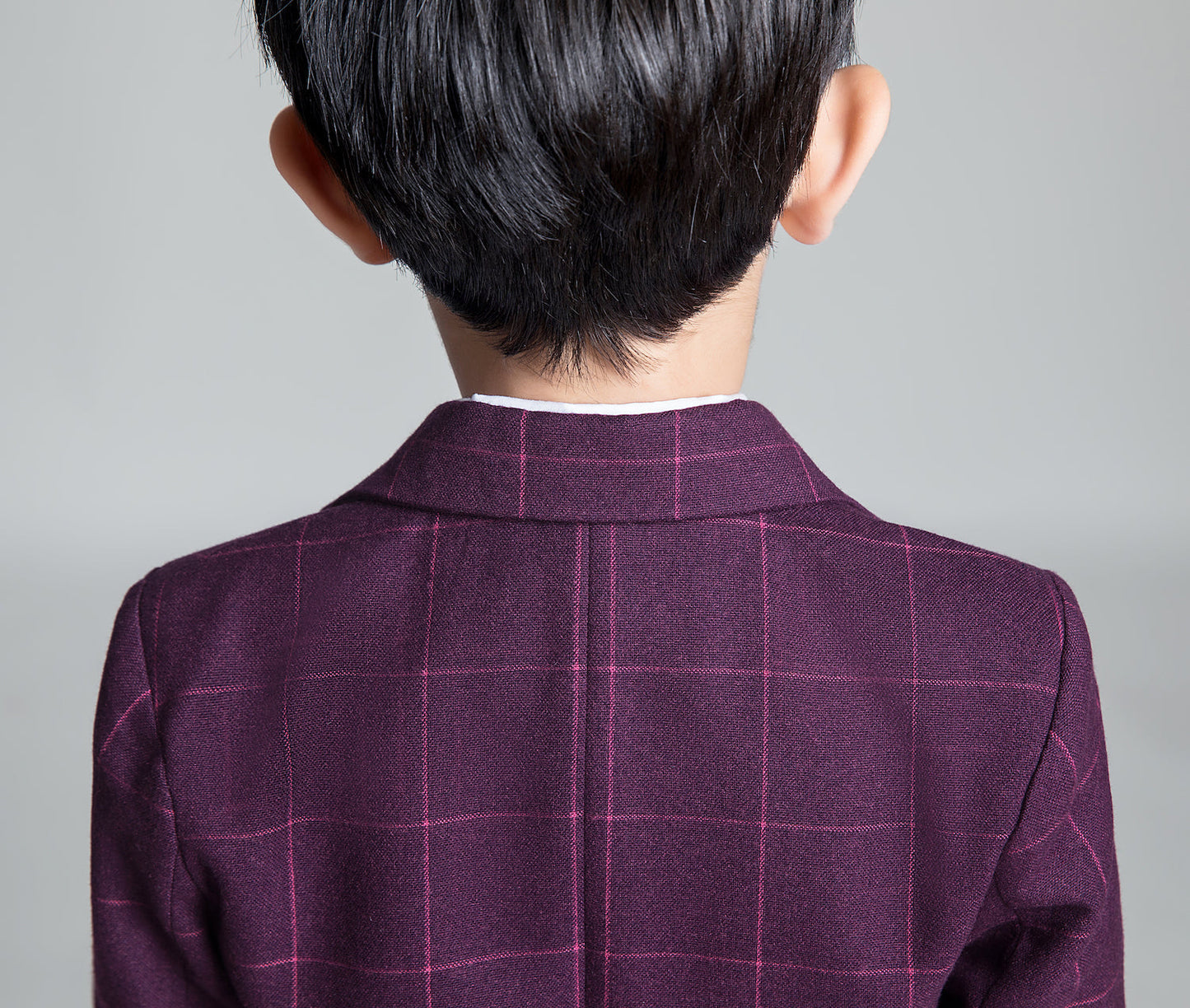 ly1230 Purple Red Plaid Fashion 5 Piece Boys Suits