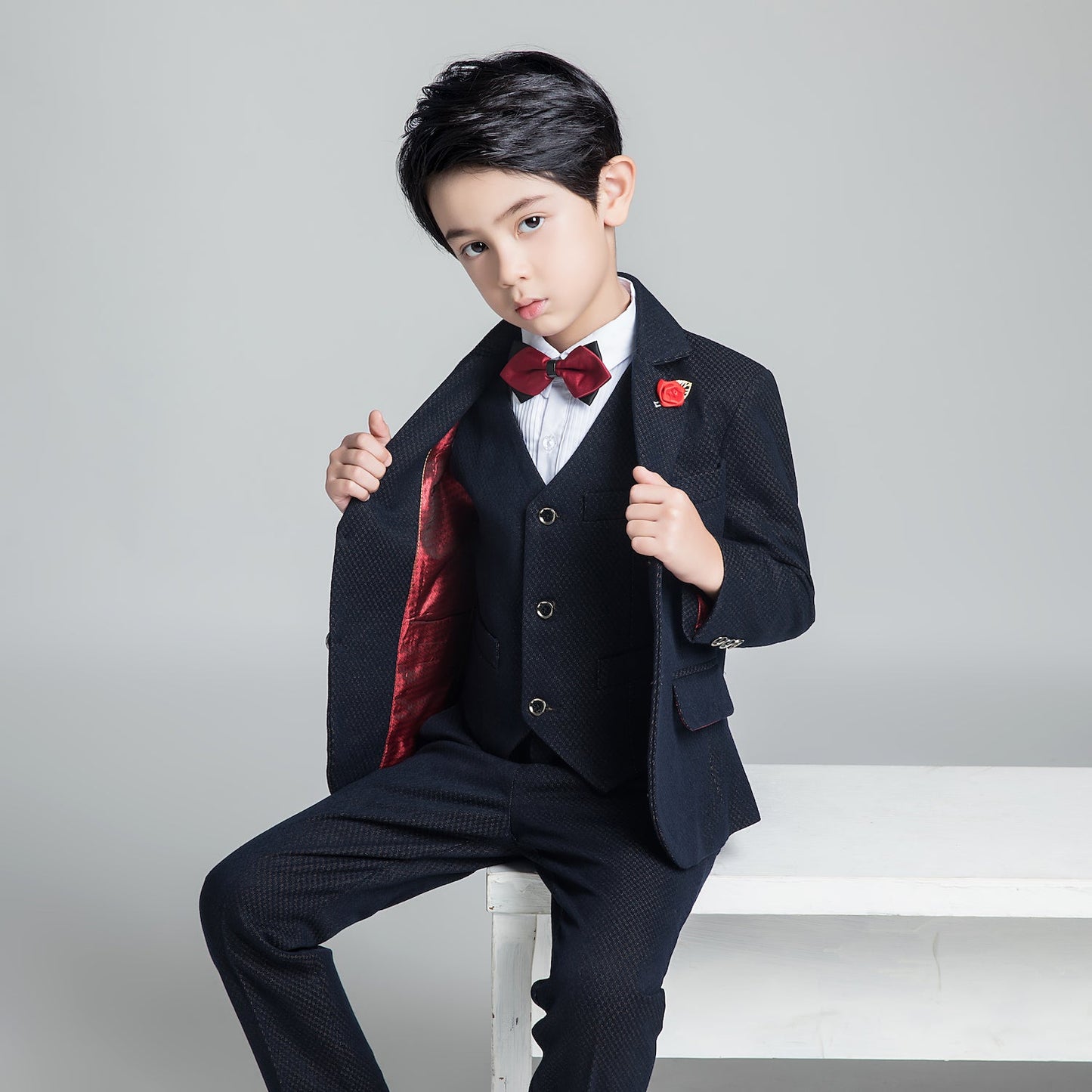 ly1234 Kids Slim Fit Page boy 5 Piece Boys Suits