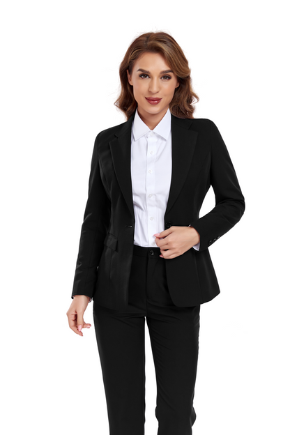 ly1384 Black Women's 2 Piece Office Work Suit Set