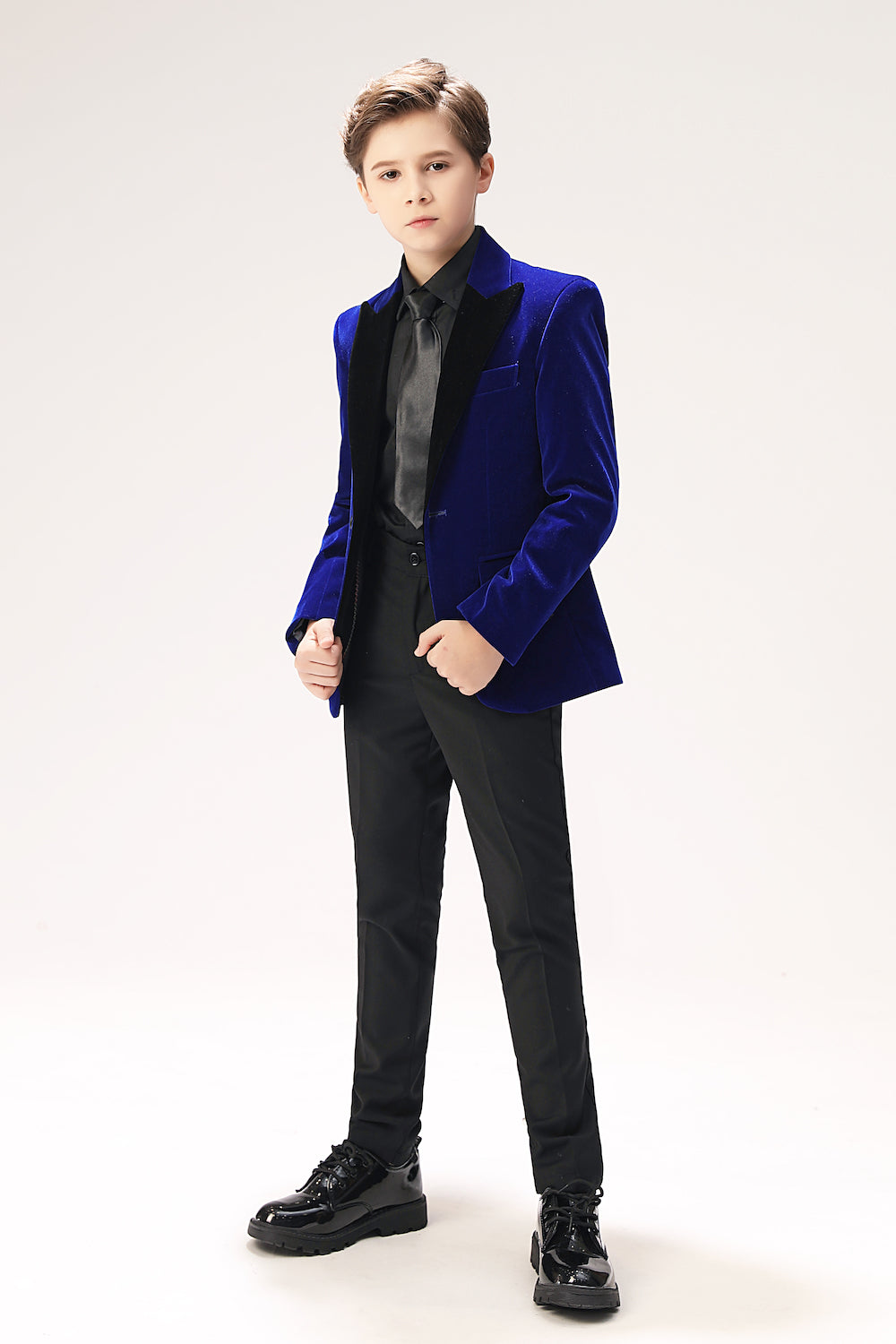 ly1278 Royal Blue Velvet 5 Piece Boy's Formal Tuxedo Suits