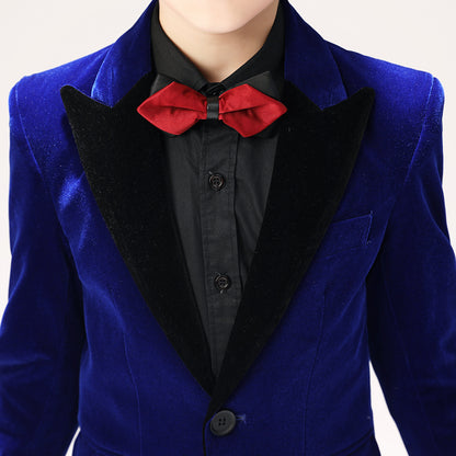 ly1278 Royal Blue Velvet 5 Piece Boy's Formal Tuxedo Suits