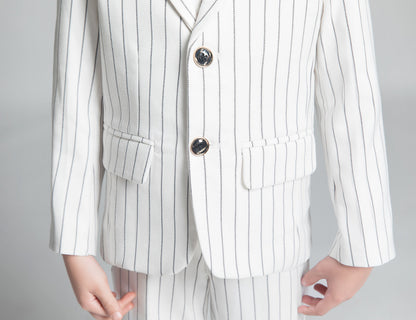 ly1240 White Striped Modern 5 Piece Boy's Formal Suits