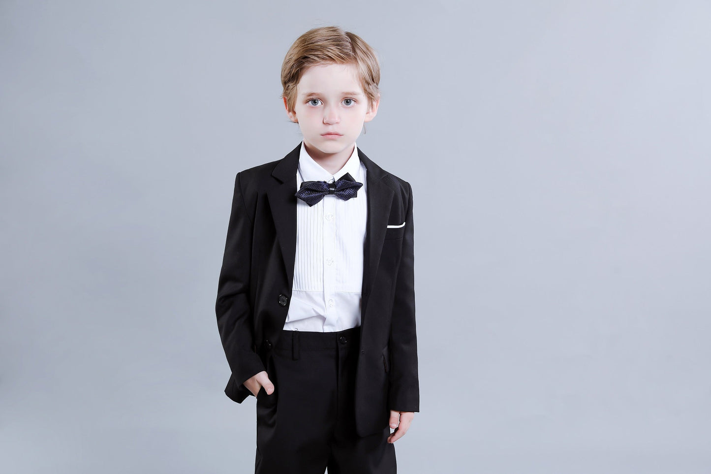 ly1297 Black Formal Tuxedo 5 Piece Boys Suits