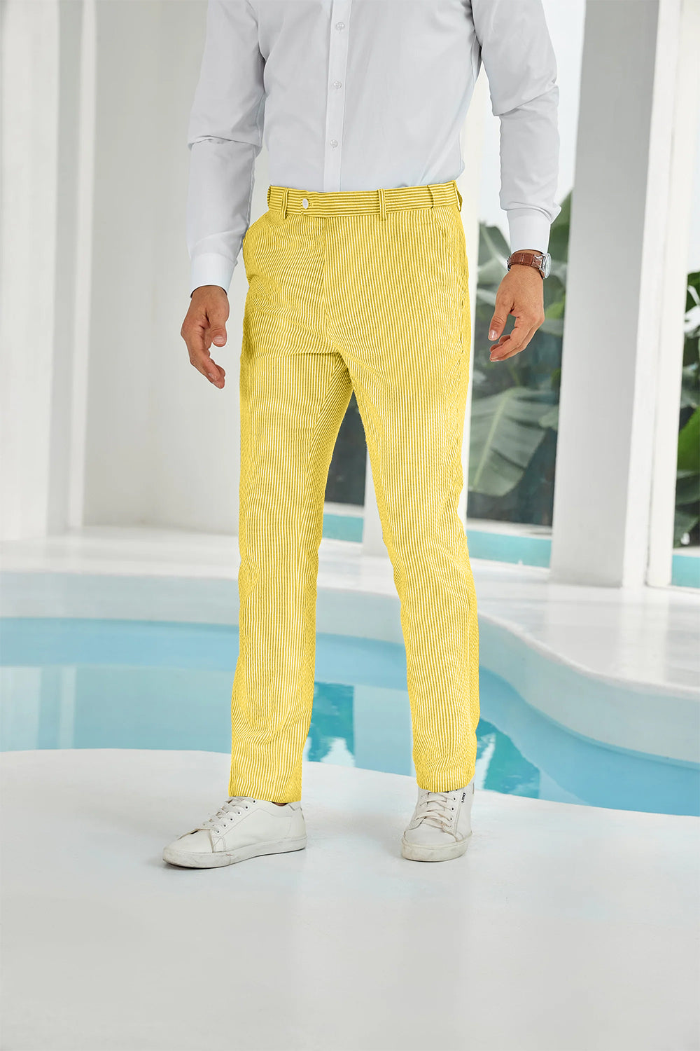 ly1112 Seersucker Striped Men's Summer Pants