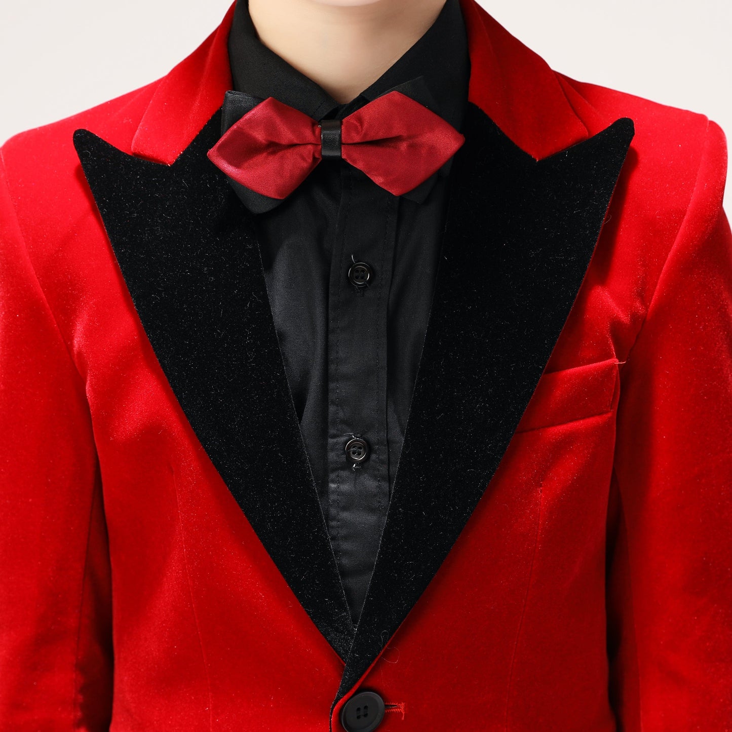 ly1269 Red Velvet 5 Piece Formal Wear Boys Tuxedo Suits