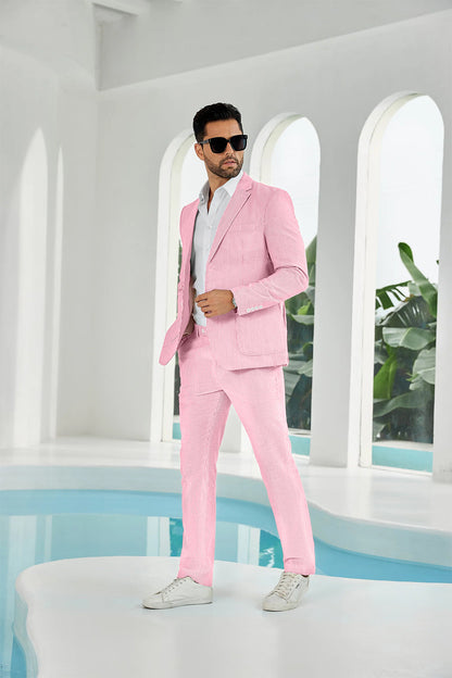 ly1114 Seersucker Striped Blazer Pants 2 Piece Men's Summer Suit