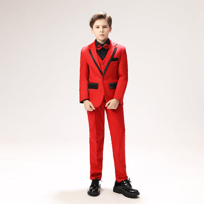 ly1271 Red Classic Suits Set 5 Piece Boys Suits