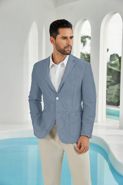 ly1111 Seersucker Striped Men's Summer Blazer