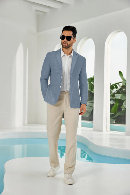 ly1111 Seersucker Striped Men's Summer Blazer