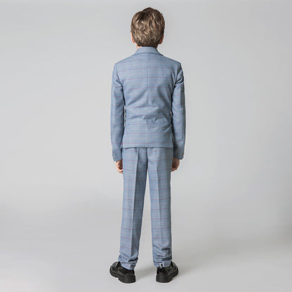 ly1210 Light Blue Plaid Elegant Formal 5 Piece Boys Suits