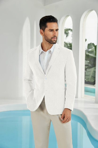 ly1111 Seersucker Striped Men's Summer Blazer