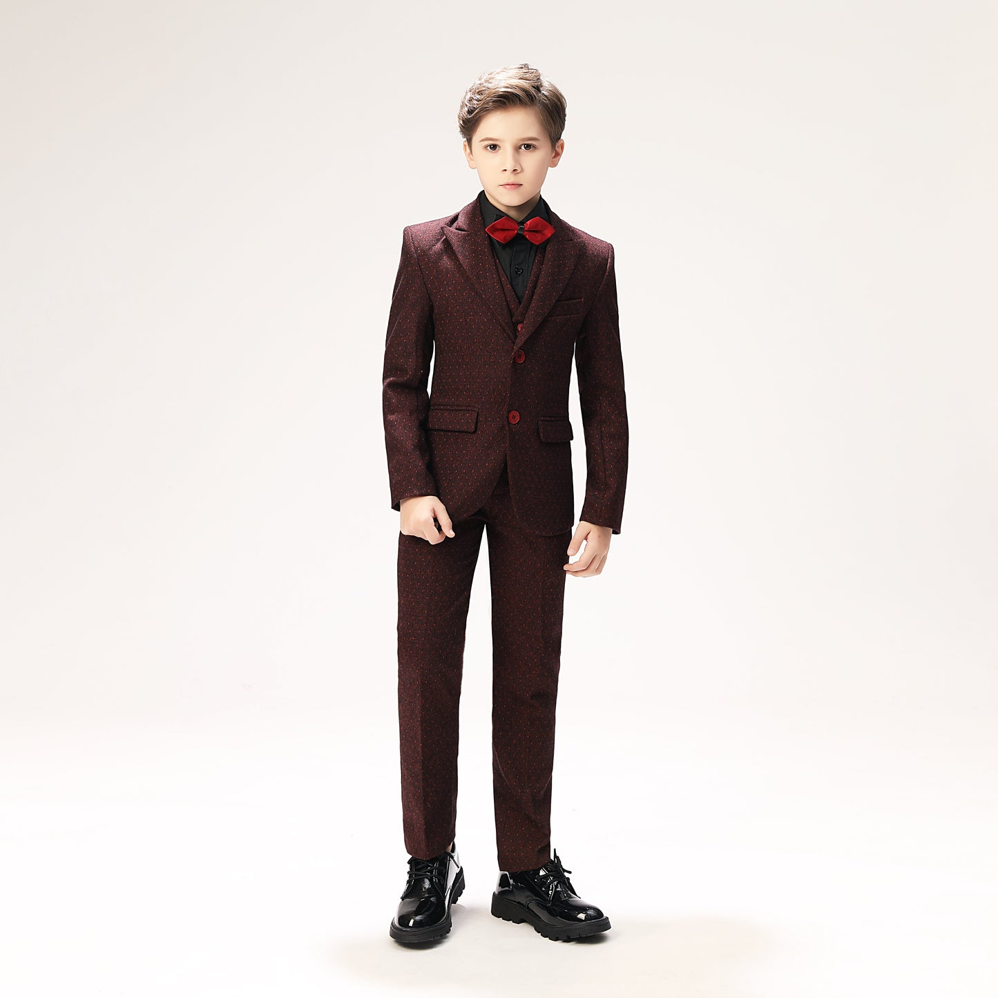 ly1266 Red Polka Dot Party Banquet 5 Piece Boys Suits