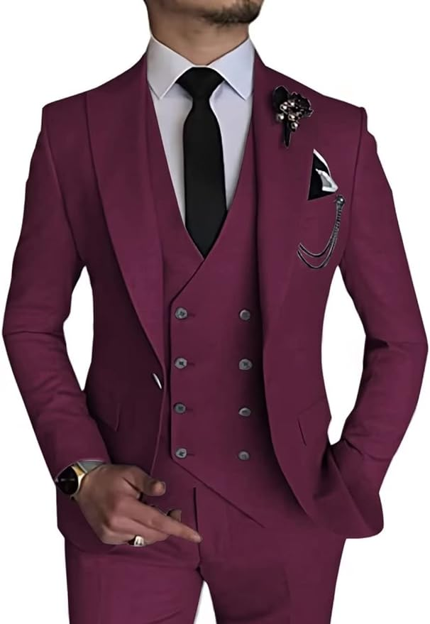 ly1170 Double Breasted Suit One Button 3 Piece Men's Suit