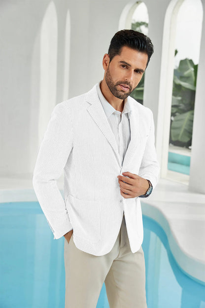 ly1111 Seersucker Striped Men's Summer Blazer